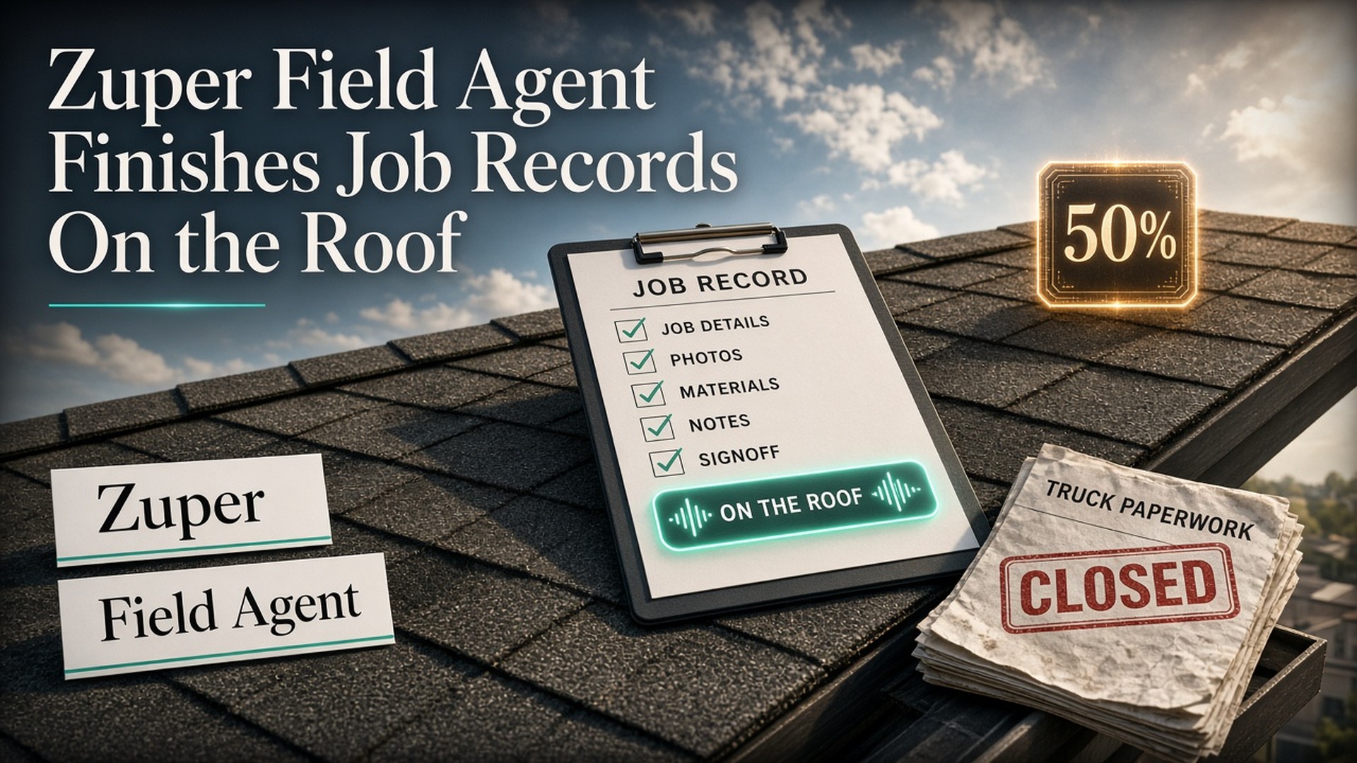 Zuper Field Agent Finishes Job Records On the Roof